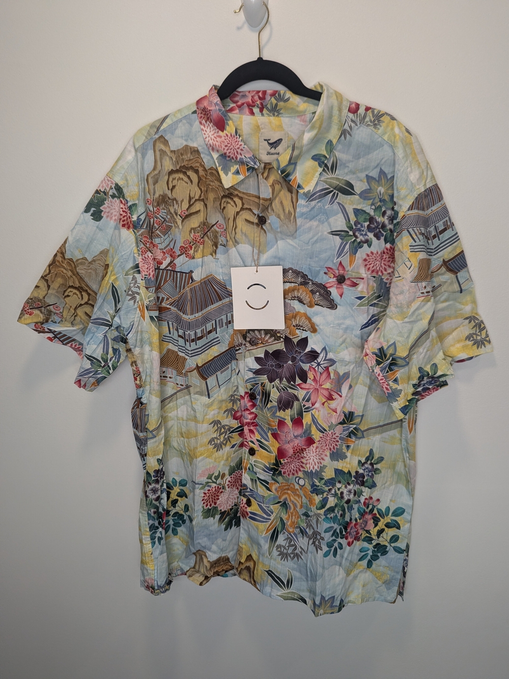 YIUME Men's Japanese Cotton Shirt 1950s Vintage Hawaiian Aloha Shirt XL NWT